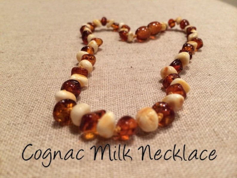 12" Cognac/Milk Polished Baltic Amber Necklace